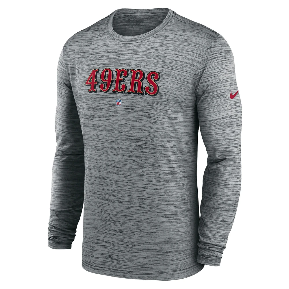 Men's Nike  Heather Gray San Francisco 49ers Sideline Team Velocity Performance Long Sleeve T-Shirt