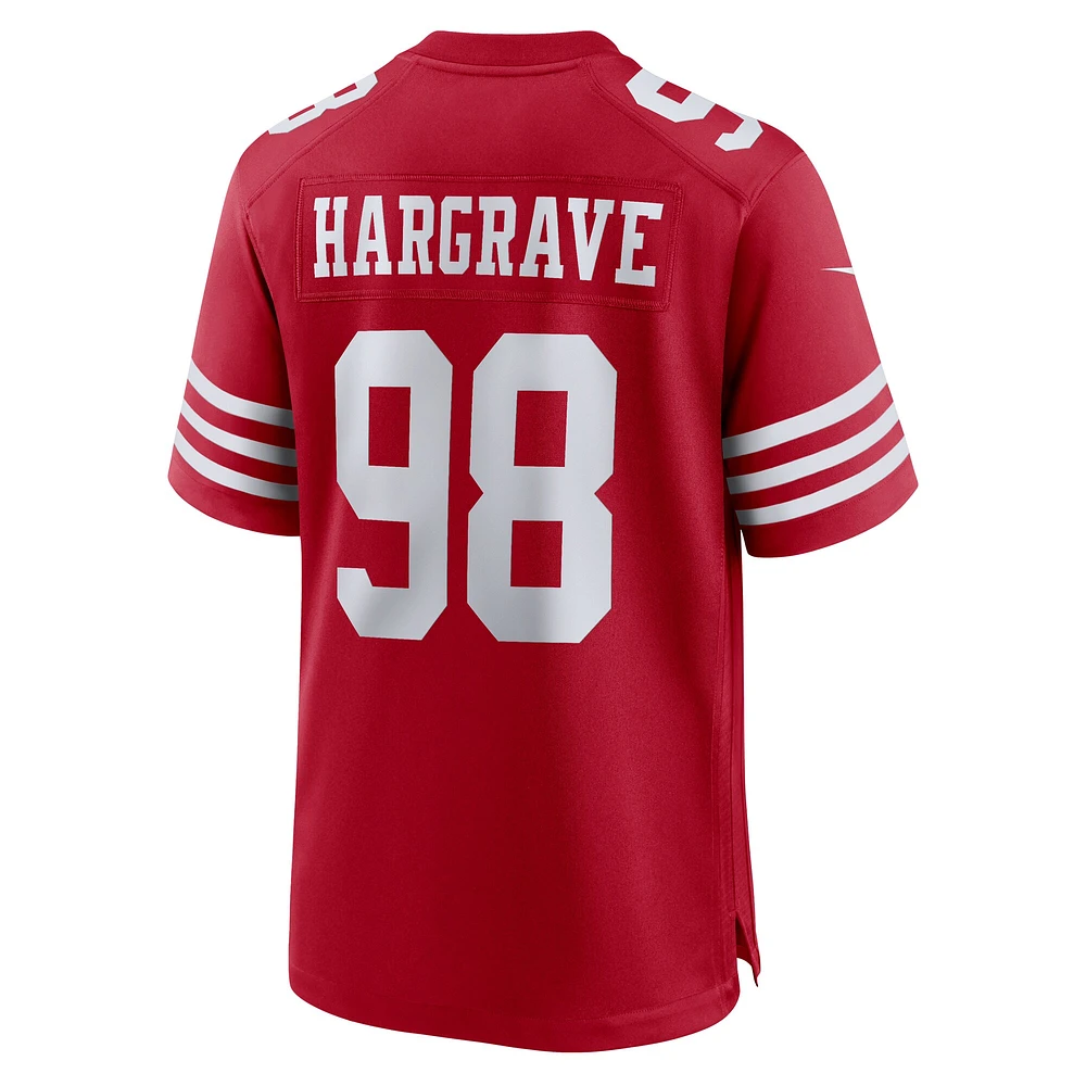 Maillot Nike Javon Hargrave Scarlet pour homme des San Francisco 49ers Game Player