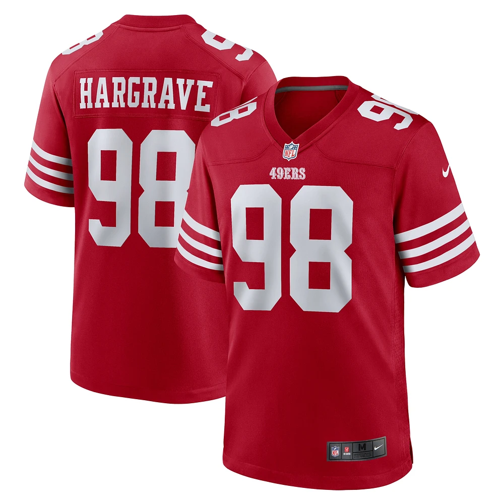 Maillot Nike Javon Hargrave Scarlet pour homme des San Francisco 49ers Game Player