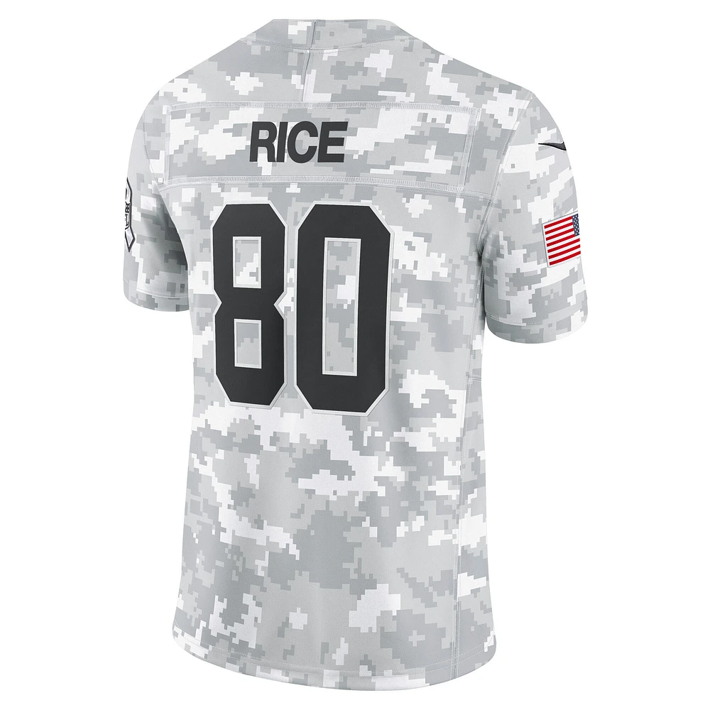 Men's Nike Jerry Rice Arctic Camo San Francisco 49ers 2024 Salute to Service Retired Player Limited Jersey