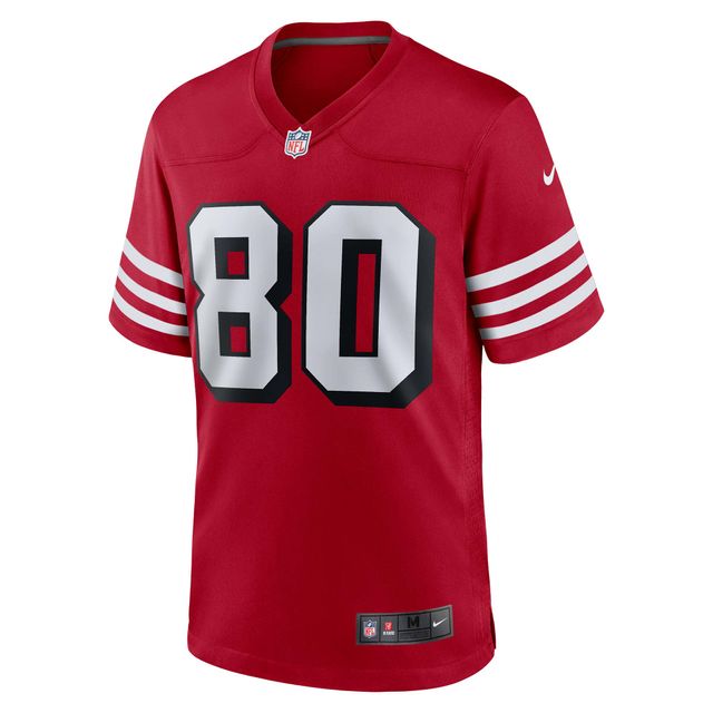 Maillot Nike Jerry Rice Scarlet pour homme, retraité des 49ers de San Francisco, match alternatif