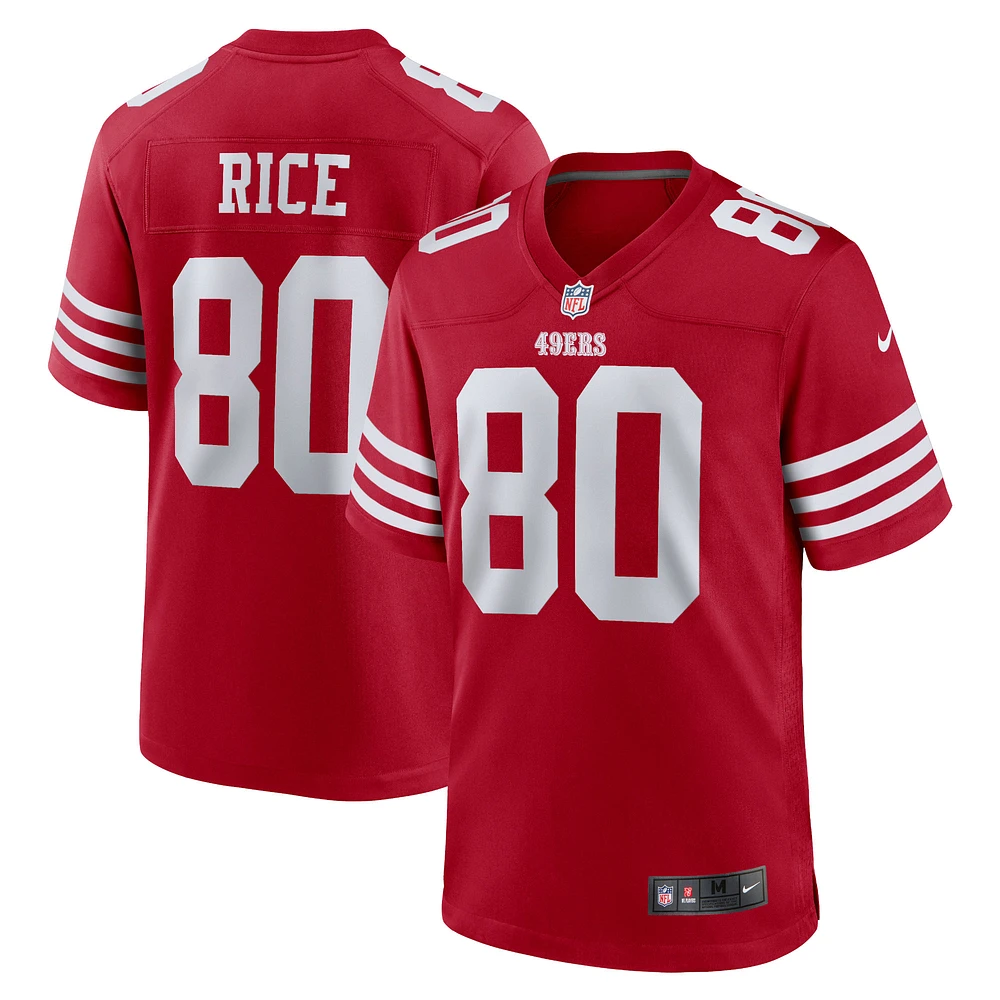 Maillot de joueur retraité Nike Jerry Rice Scarlet des San Francisco 49ers pour homme