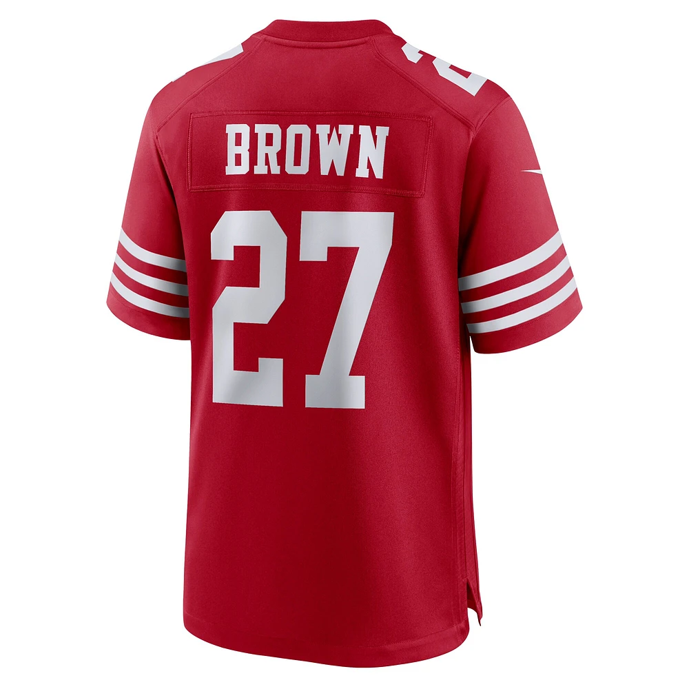 Men's Nike Ji'Ayir Brown Scarlet San Francisco 49ers Team Game Jersey