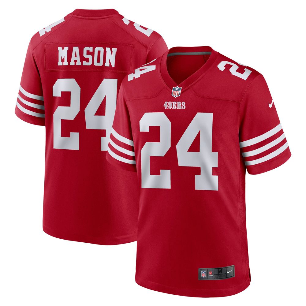 Men's Nike Jordan Mason Scarlet San Francisco 49ers Game Player Jersey