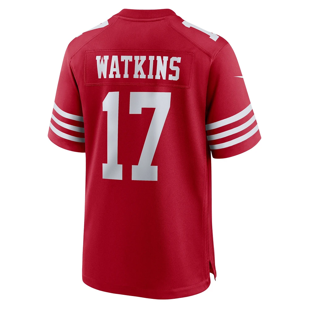 Maillot Nike Jordan Watkins Scarlet pour homme, équipe des 49ers de San Francisco
