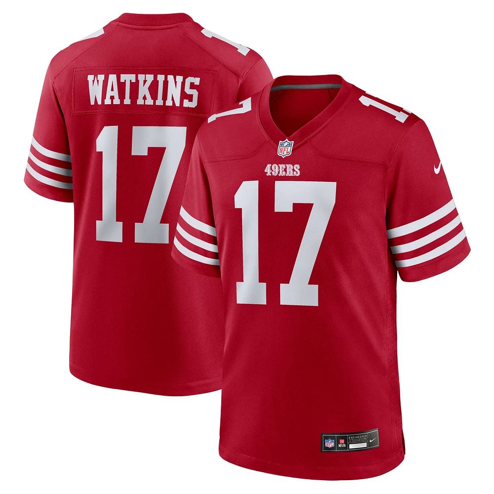 Maillot Nike Jordan Watkins Scarlet pour homme, équipe des 49ers de San Francisco
