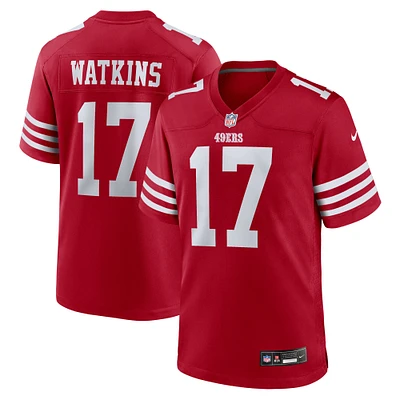 Maillot Nike Jordan Watkins Scarlet pour homme, équipe des 49ers de San Francisco