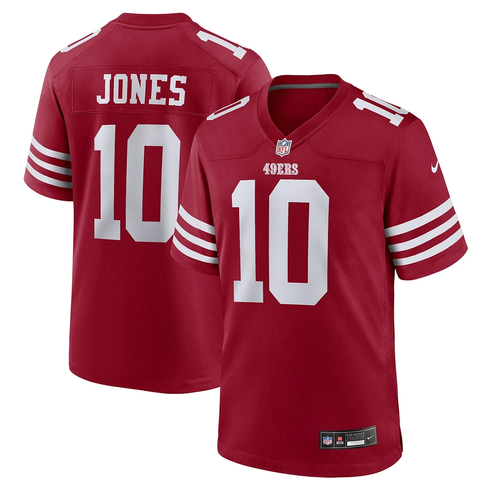 Men's Nike Mac Jones Scarlet San Francisco 49ers Team Game Jersey