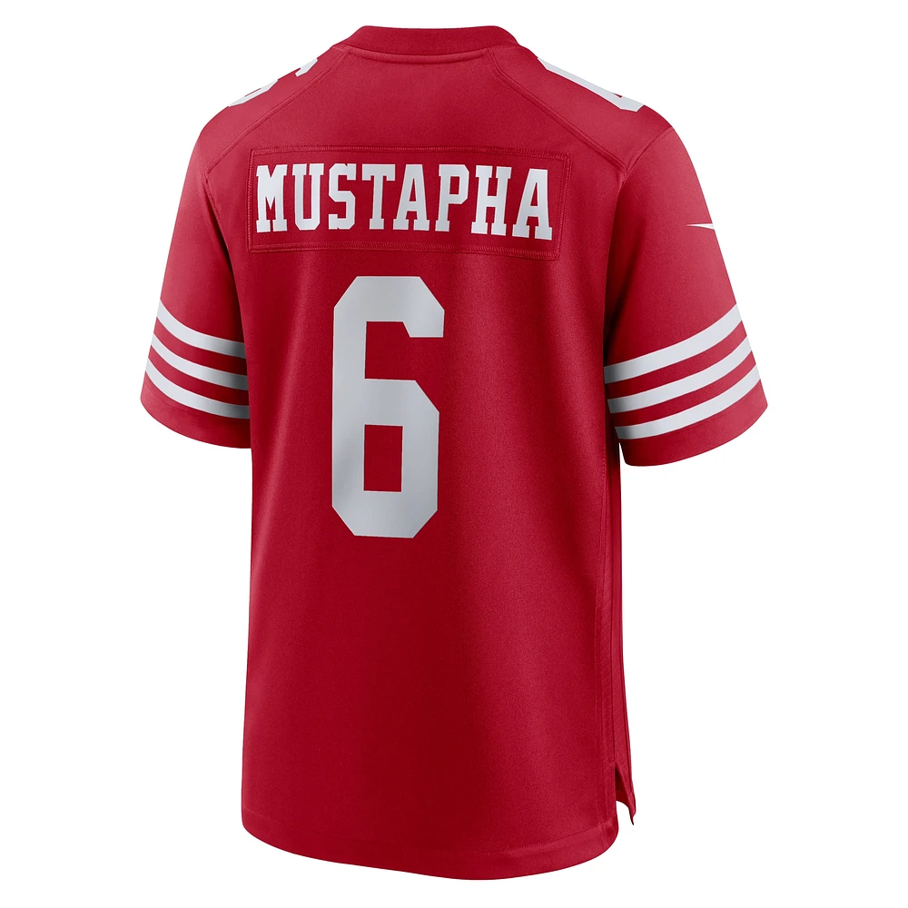 Maillot de match Nike Malik Mustapha Scarlet des San Francisco 49ers pour homme