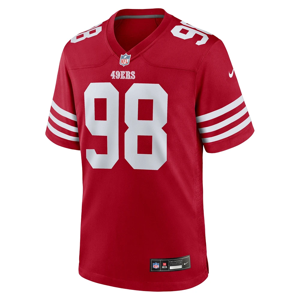 Maillot Nike Mykel Williams Scarlet pour homme, choix de premier tour la draft NFL 2025 des 49ers San Francisco