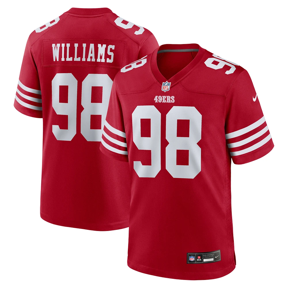 Maillot Nike Mykel Williams Scarlet pour homme, choix de premier tour la draft NFL 2025 des 49ers San Francisco