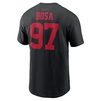 Men's Nike Nick Bosa Black San Francisco 49ers Super Bowl LVIII Patch Player Name & Number T-Shirt