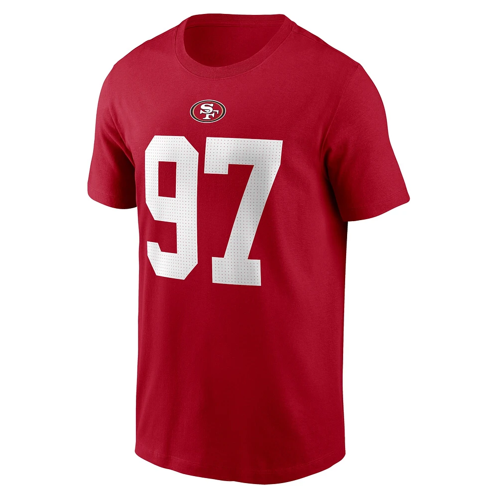 T-shirt avec nom et numéro du joueur Nike Nick Bosa Scarlet San Francisco 49ers pour homme