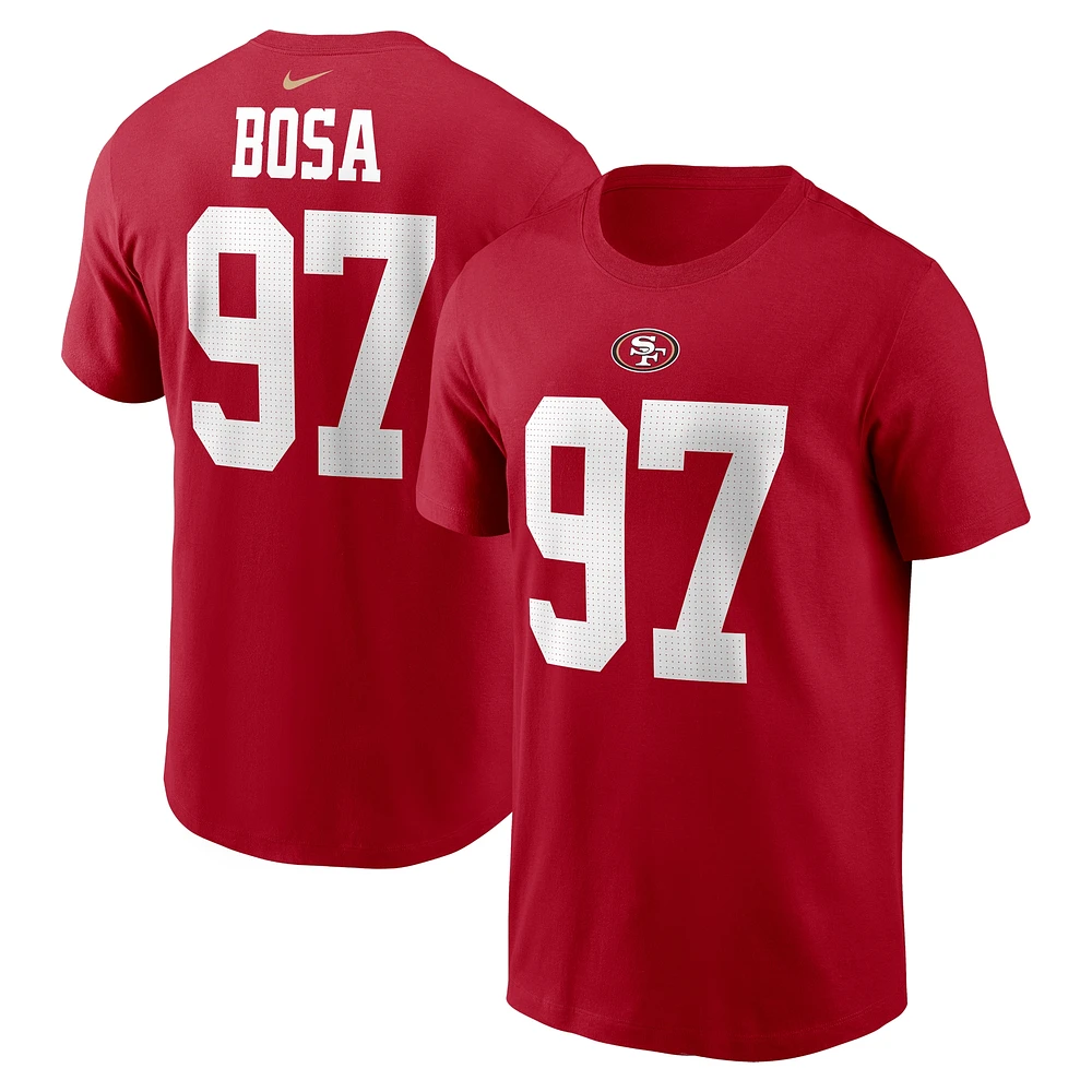 Men's Nike Nick Bosa Scarlet San Francisco 49ers Player Name & Number T-Shirt