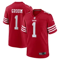 Maillot de match Nike numéro 1 Groom Scarlet San Francisco 49ers pour homme