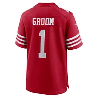 Men's Nike Number 1 Groom Scarlet San Francisco 49ers Game Jersey