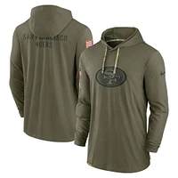 Men's Nike Olive San Francisco 49ers 2022 Salute to Service Tonal Lightweight Long Sleeve Hooded T-Shirt