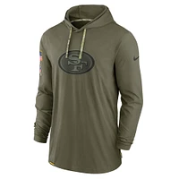 Men's Nike Olive San Francisco 49ers 2022 Salute to Service Tonal Lightweight Long Sleeve Hooded T-Shirt