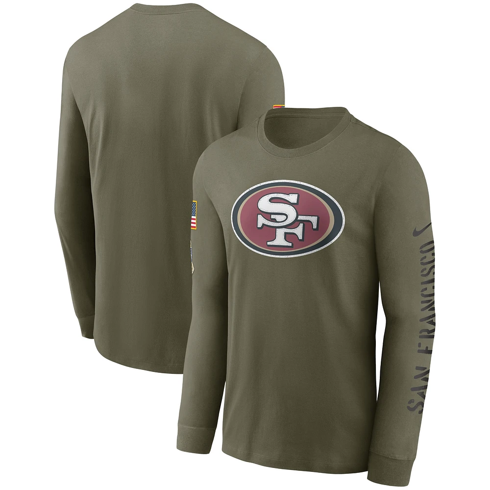 T-shirt à manches longues Nike pour homme, couleur olive, Salute To Service, San Francisco 49ers