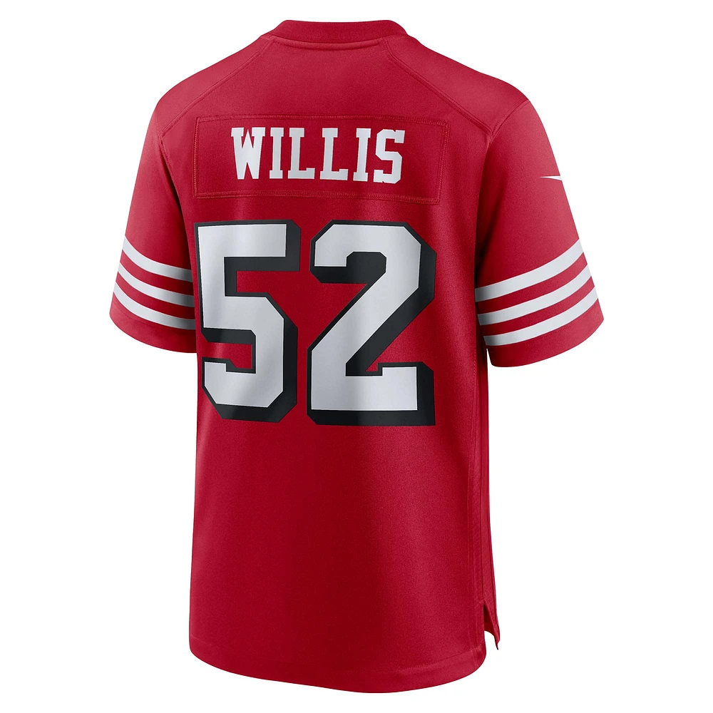 Maillot Nike Patrick Willis Scarlet San Francisco 49ers pour homme, retraité du match alternatif