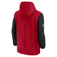 Veste à capuche Nike pour homme, demi-zip, pré-match, écarlate/noir, San Francisco 49ers 2024/25