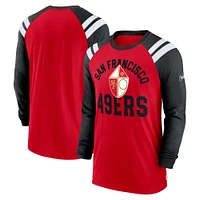 T-shirt à manches longues Nike San Francisco 49ers Classic Arc Raglan Tri-Blend écarlate/noir pour homme