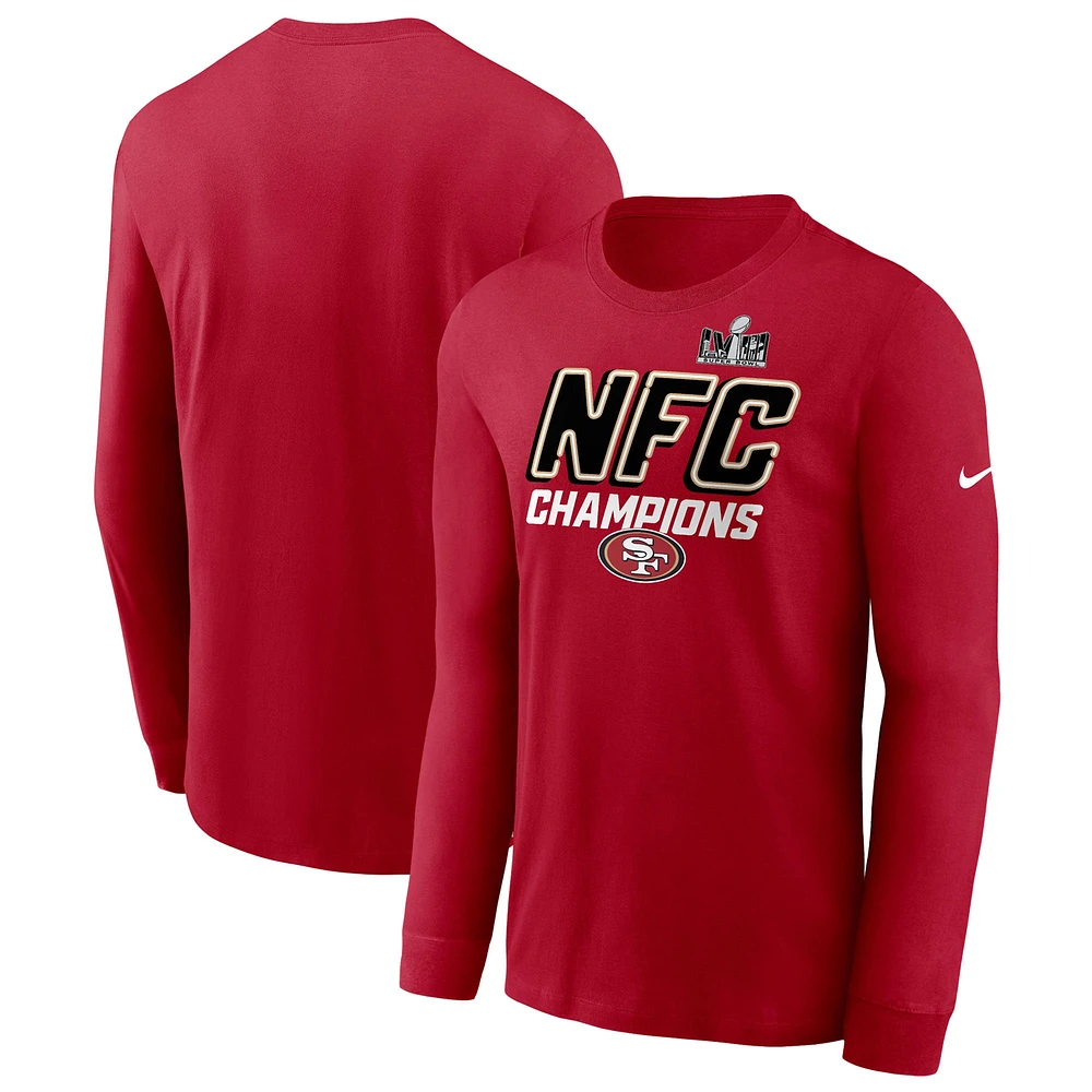 T-shirt emblématique à manches longues Nike Scarlet San Francisco 49ers 2023 NFC Champions pour homme