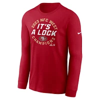 T-shirt à manches longues Nike Scarlet San Francisco 49ers 2023 NFC West Division Champions Locker Room Trophy Collection pour homme