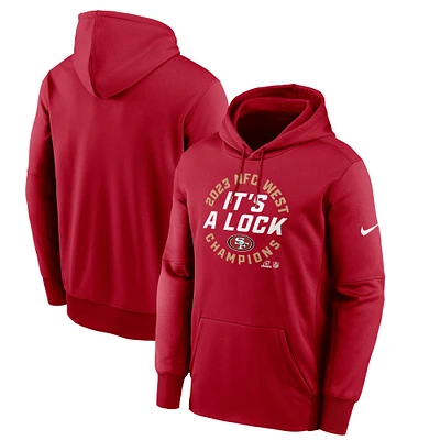 Sweat à capuche Nike Scarlet San Francisco 49ers 2023 NFC West Division Champions Locker Room Trophy Collection pour homme