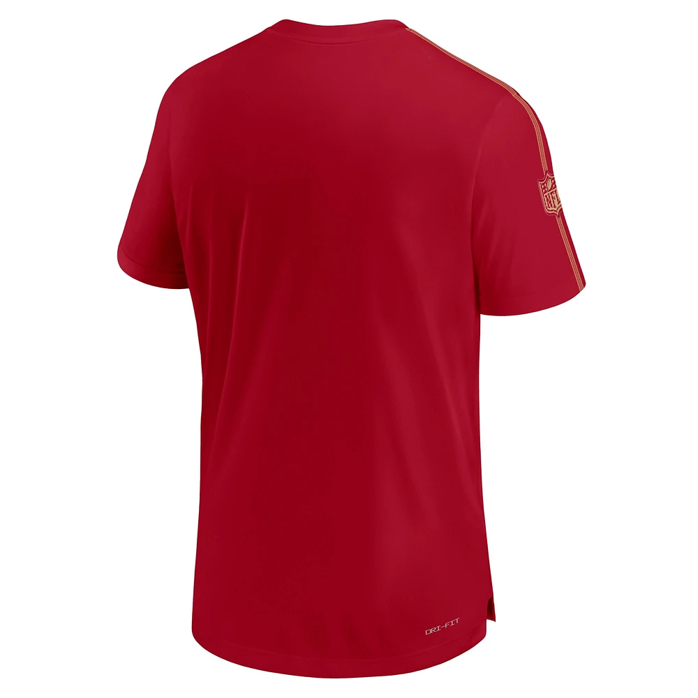 T-shirt Nike Scarlet San Francisco 49ers 2024 Sideline Coach UV Performance pour homme