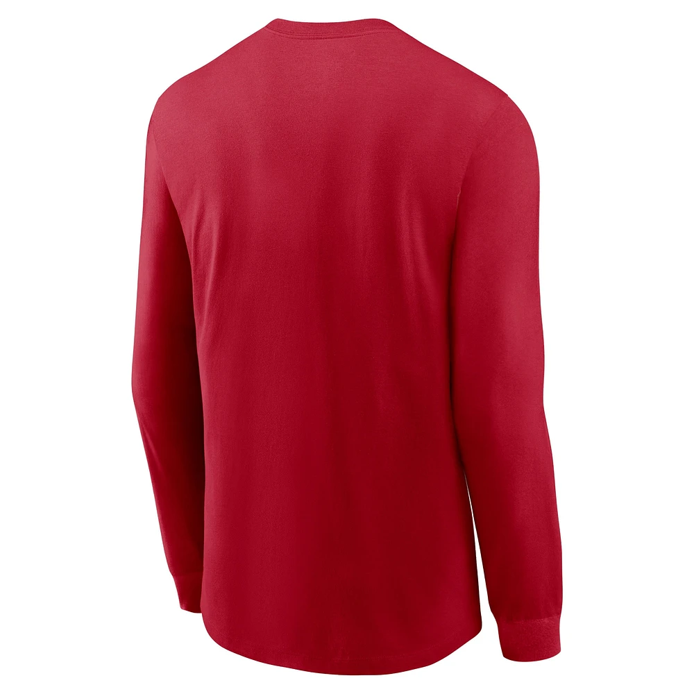 Men's Nike Scarlet San Francisco 49ers All Out Long Sleeve T-Shirt