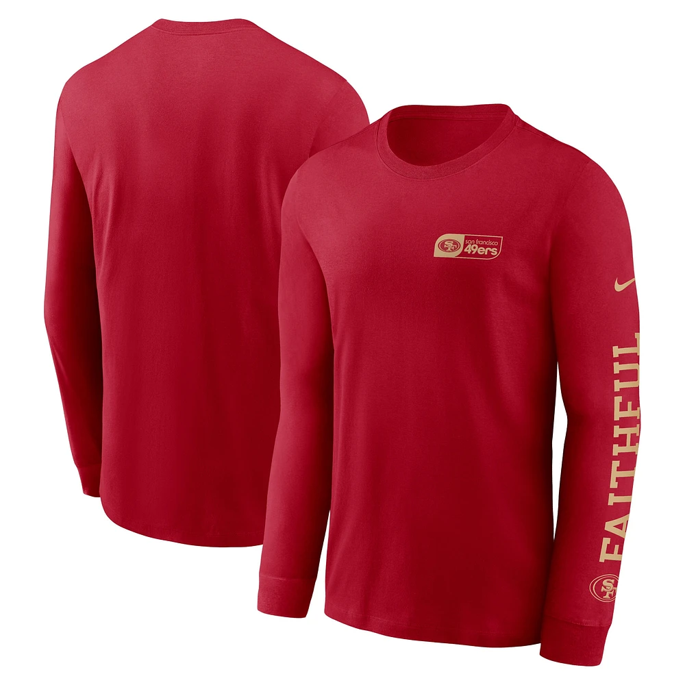 Men's Nike Scarlet San Francisco 49ers All Out Long Sleeve T-Shirt