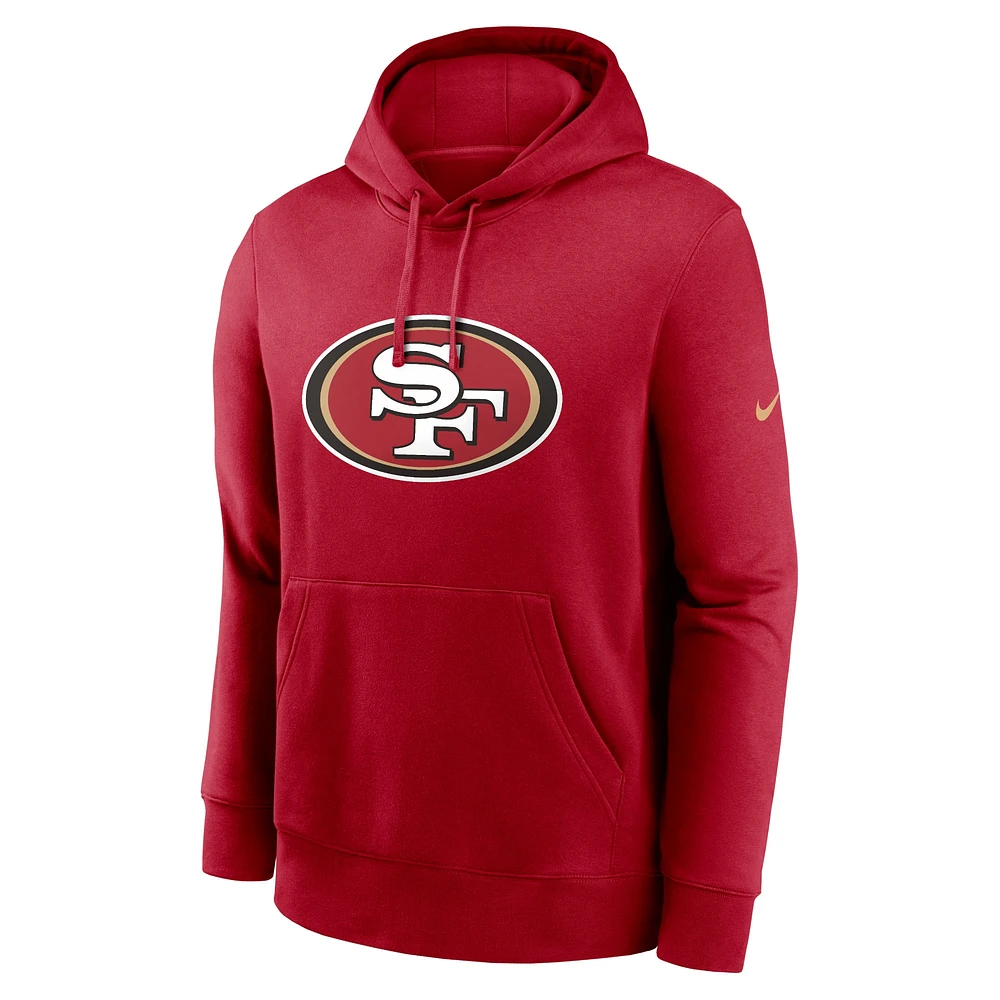 Men's Nike Scarlet San Francisco 49ers Club Logo Pullover Hoodie