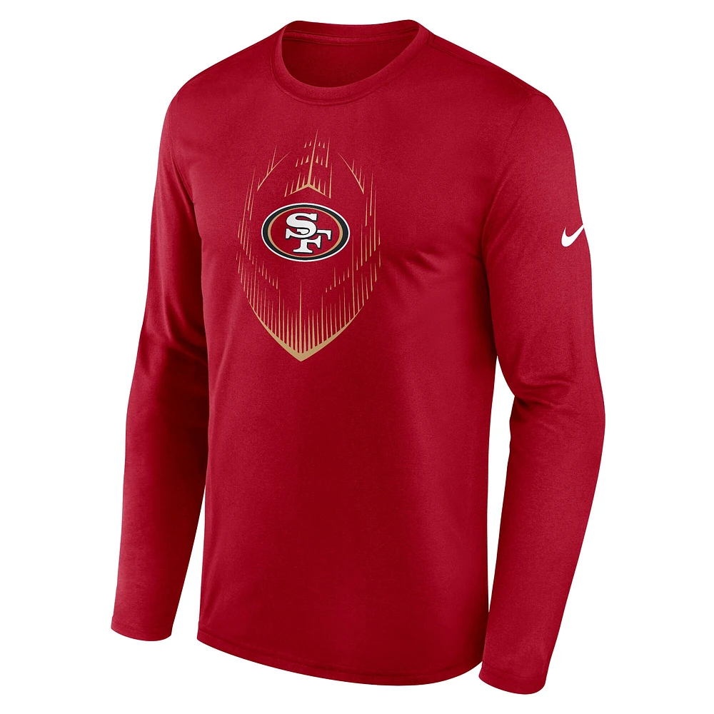 Men's Nike Scarlet San Francisco 49ers Icon Legend Performance Long Sleeve T-Shirt