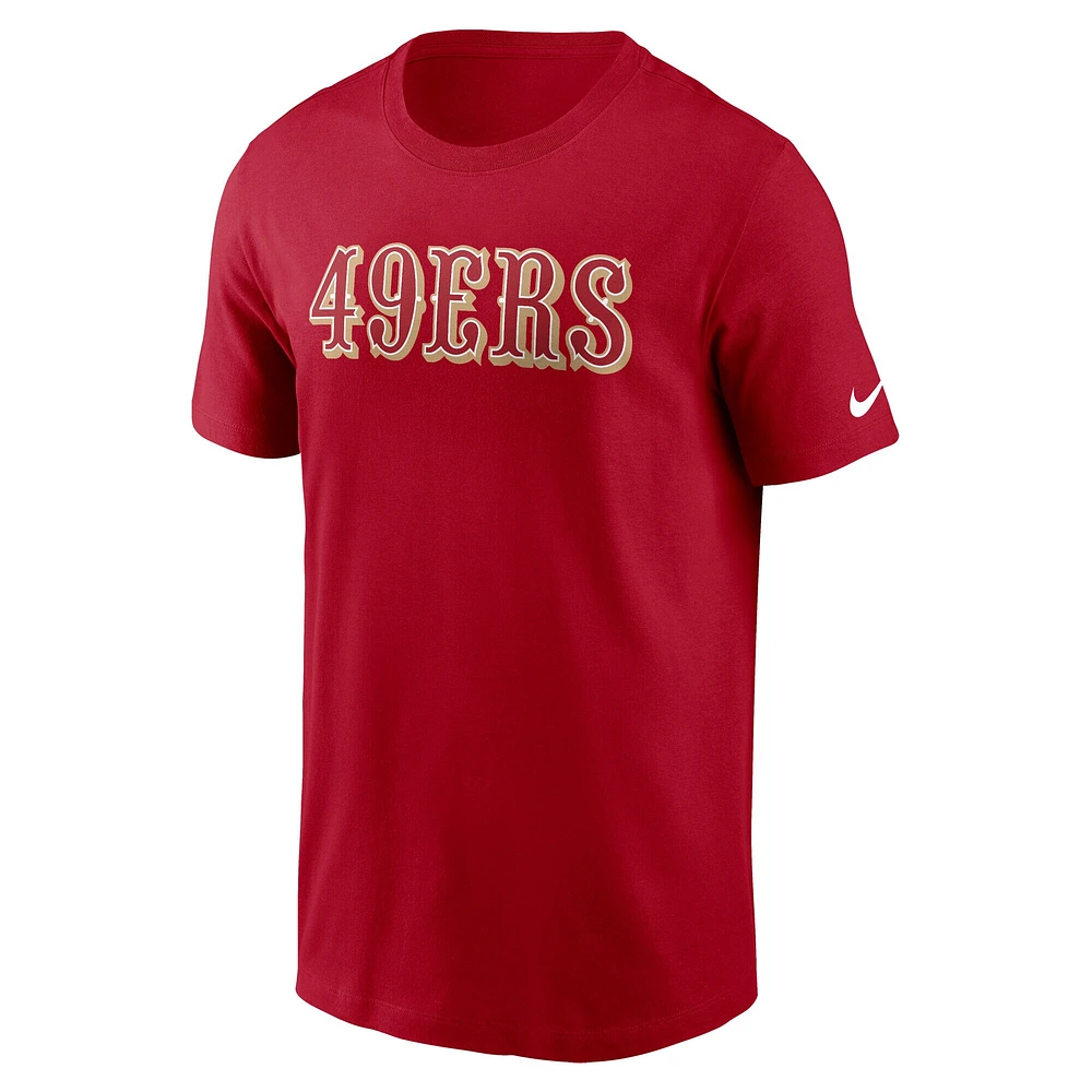 T-shirt Nike Scarlet San Francisco 49ers Primetime Wordmark Essential pour homme