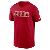 T-shirt Nike Scarlet San Francisco 49ers Primetime Wordmark Essential pour homme