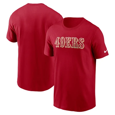 T-shirt Nike Scarlet San Francisco 49ers Primetime Wordmark Essential pour homme