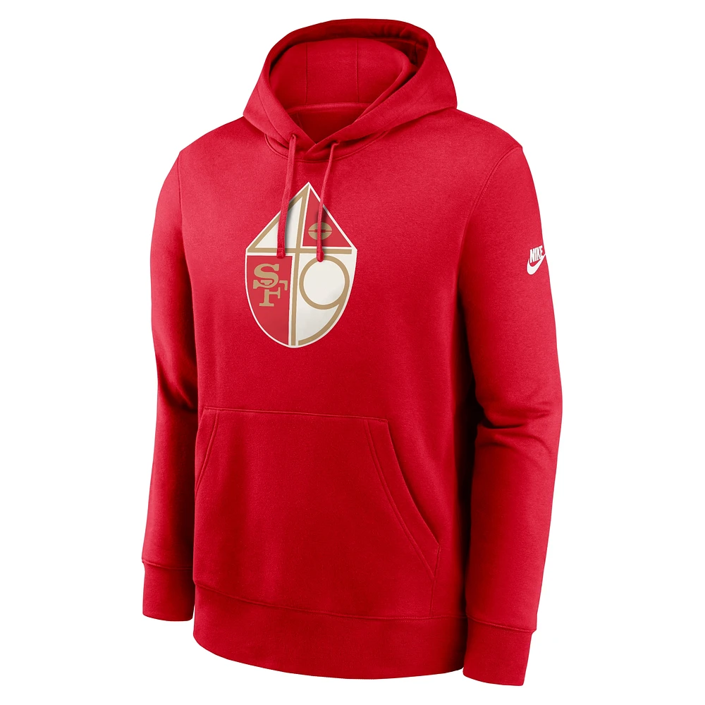 Men's Nike Scarlet San Francisco 49ers Rewind Club Logo Pullover Hoodie