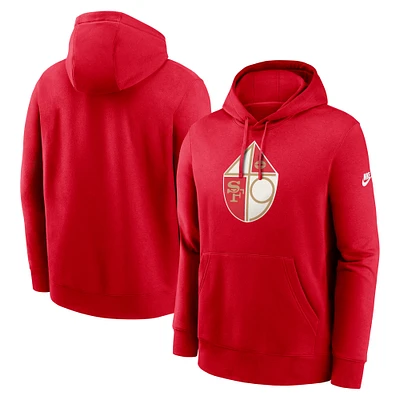 Men's Nike Scarlet San Francisco 49ers Rewind Club Logo Pullover Hoodie