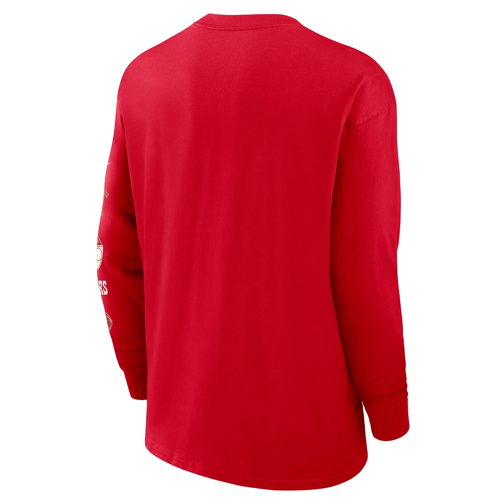 Men's Nike Scarlet San Francisco 49ers Rewind Heavy Max90 Pocket Long Sleeve T-Shirt