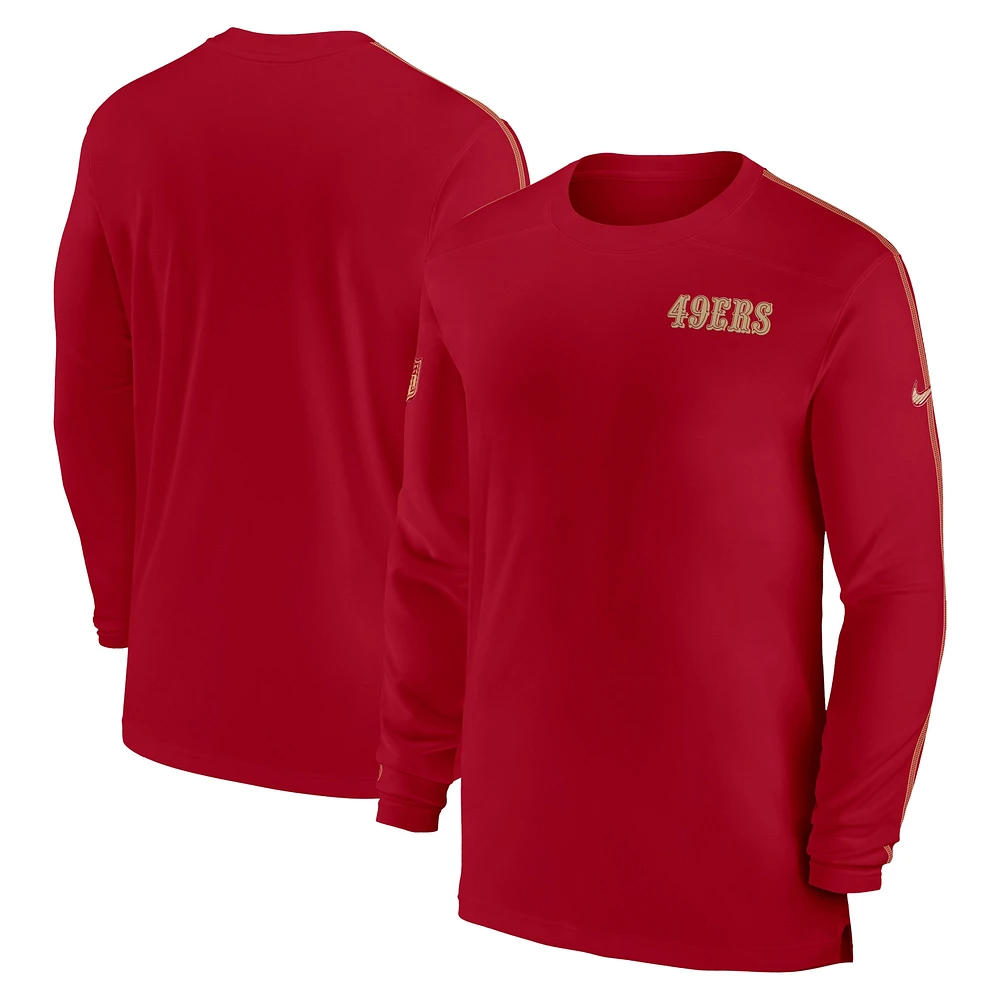 Men's Nike Scarlet San Francisco 49ers Sideline Coach UV Performance Long Sleeve T-Shirt