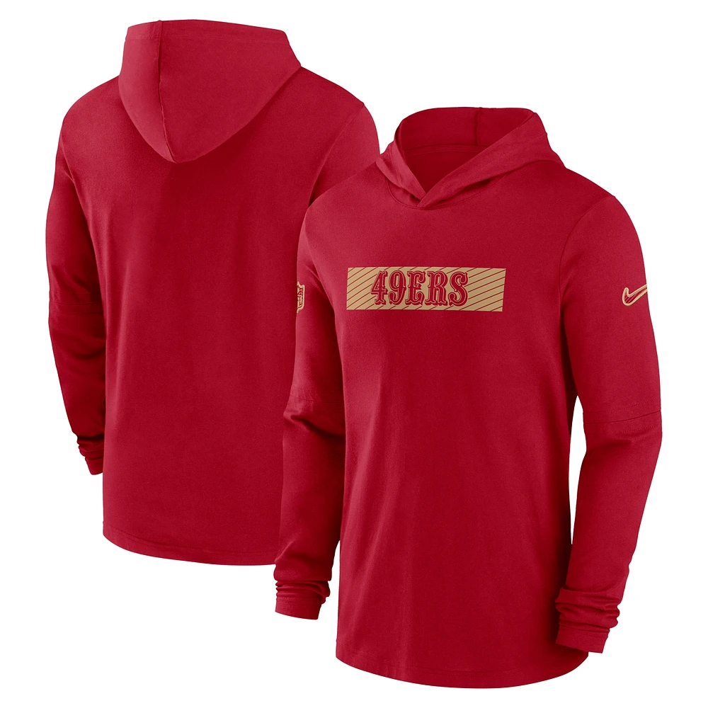 Men's Nike Scarlet San Francisco 49ers Sideline Hoodie Performance Long Sleeve T-Shirt