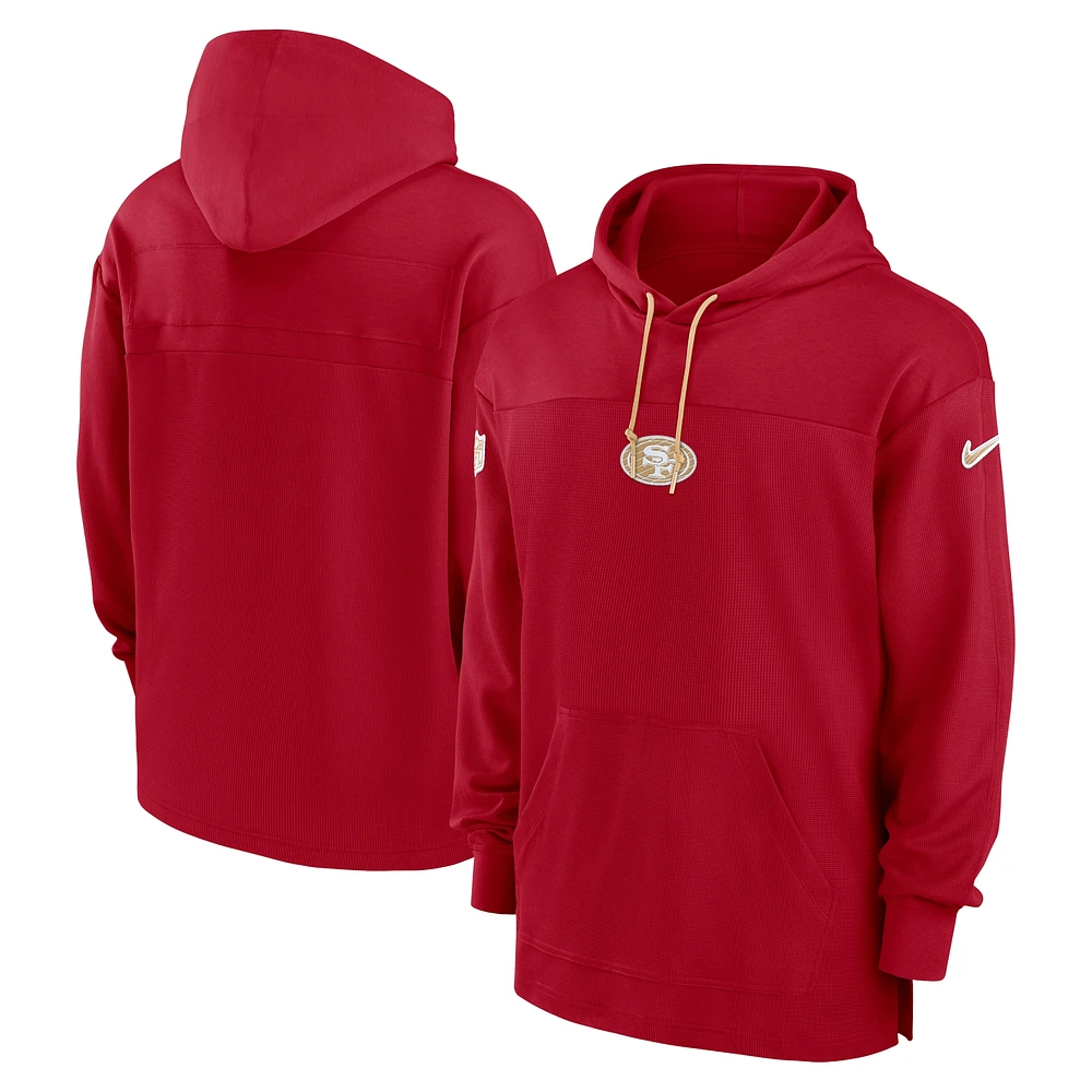 Men's Nike Scarlet San Francisco 49ers Sideline Jersey Performance Pullover Hoodie