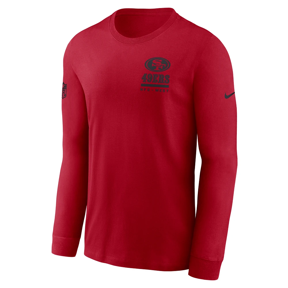 Men's Nike Scarlet San Francisco 49ers Sideline Performance Long Sleeve T-Shirt