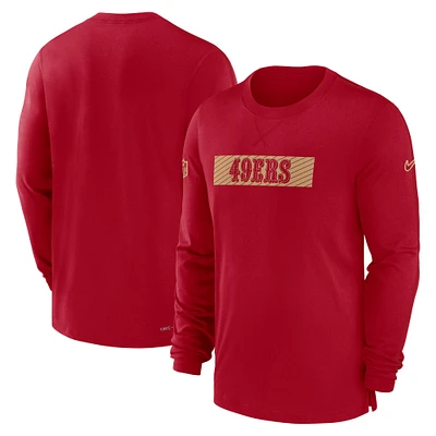 T-shirt à manches longues Nike Scarlet San Francisco 49ers Sideline Player Performance pour homme