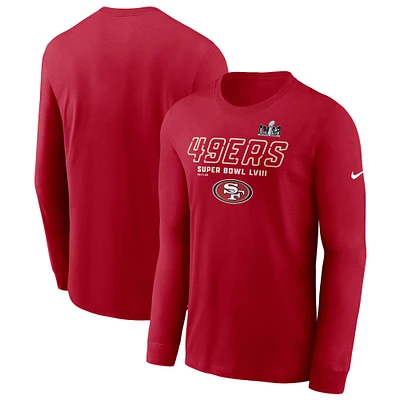 T-shirt emblématique à manches longues Nike Scarlet San Francisco 49ers Super Bowl LVIII pour homme