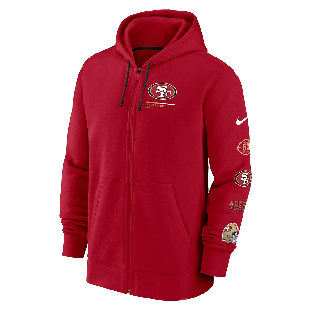Men's Nike Scarlet San Francisco 49ers Surrey Full-Zip Hoodie