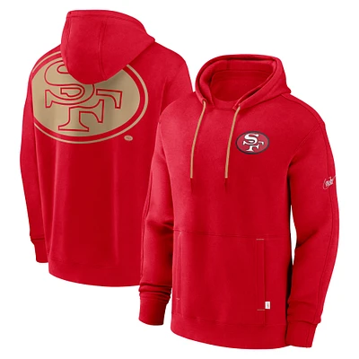 Men's Nike  Scarlet San Francisco 49ers Throwback Layered Logo Statement Pullover Hoodie