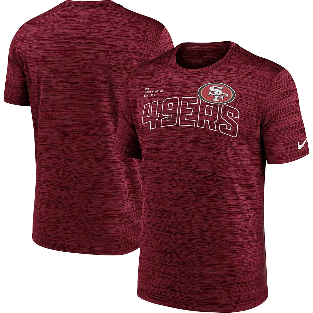 T-shirt de performance Nike Scarlet San Francisco 49ers Velocity Arch pour homme