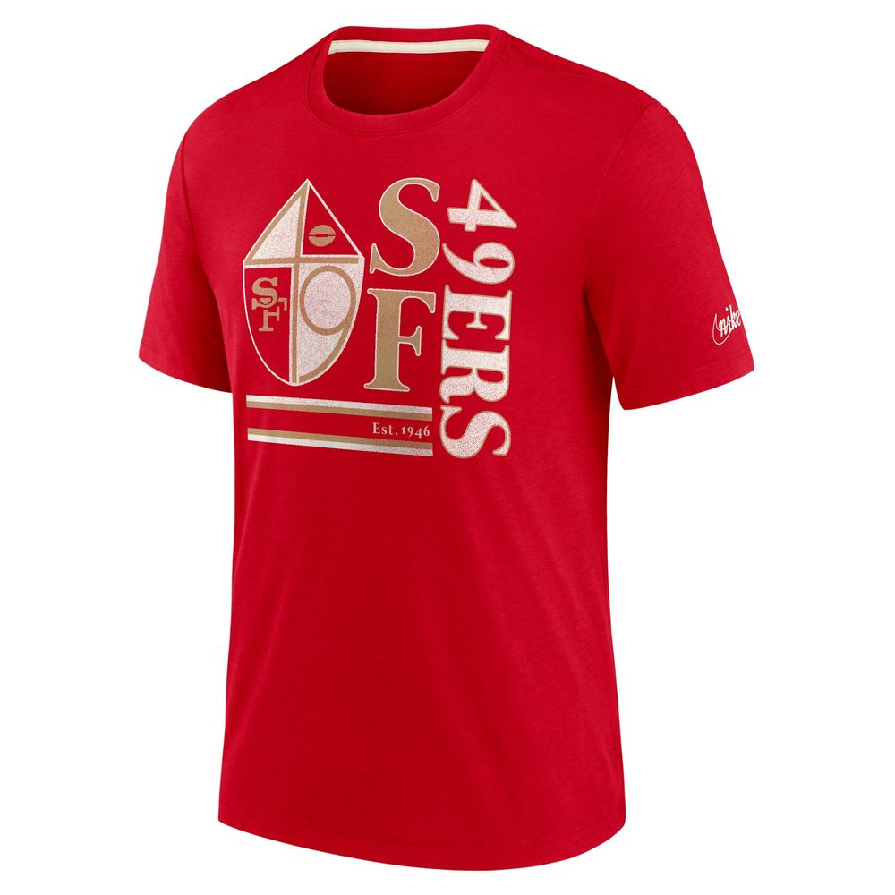 Men's Nike Scarlet San Francisco 49ers Wordmark Logo Tri-Blend T-Shirt